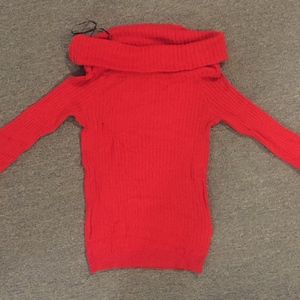 Red off the shoulder shirt